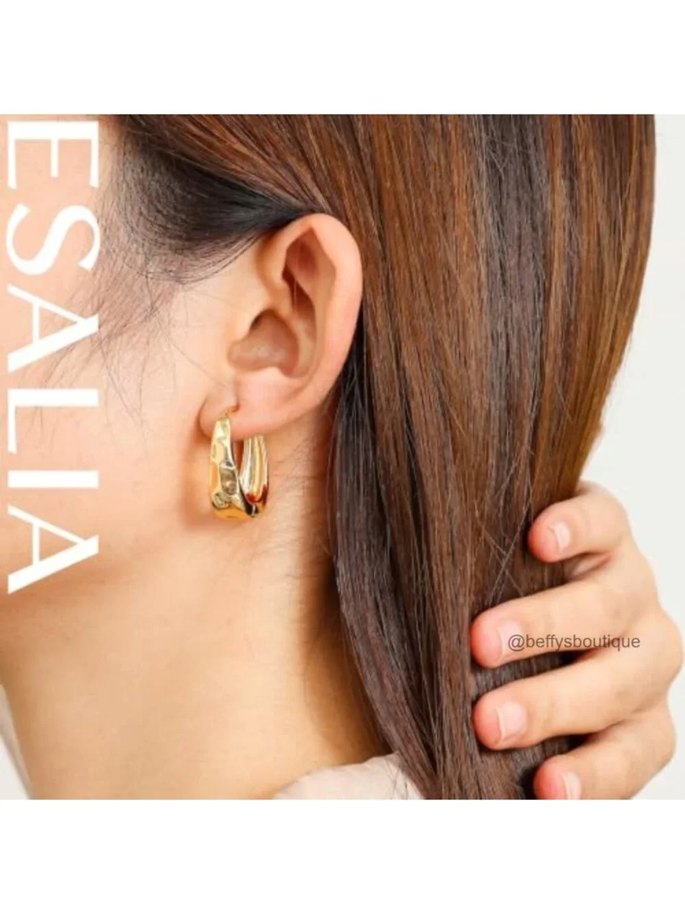 14K Gold Plated Chunky U-Shaped Bold Band Huggie Hoop Earrings for Women